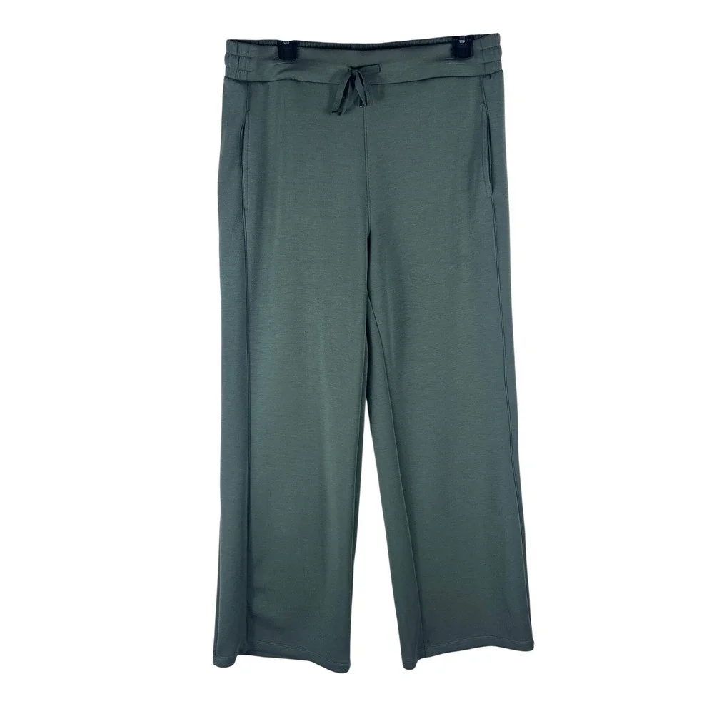 Member's Mark Womens Sandwash‎ Wide Leg Pant Sage Green Large Relaxed Athleisure